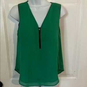 Naked Zebra Green Sleeveless Blouse with V-Neck